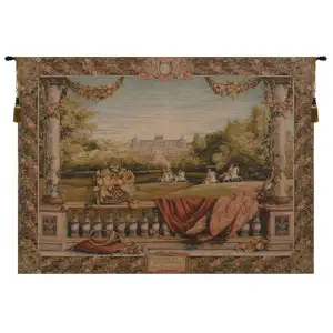 Terrasse Au Chateau I Landscape Tapestry Wall Hanging 43 x 58 in Jacquard Woven French Castle Garden Wall Art