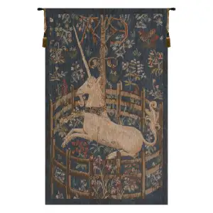 Medieval Licorne Captive III Vintage Tapestry Wall Hanging 29 x 19 in Jacquard Woven Unicorn Millefleurs Wall Art