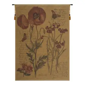 Flanders Poppies European Tapestry Wall Hanging 76x56 Inch Cotton Jacquard Woven Wall Tapestry