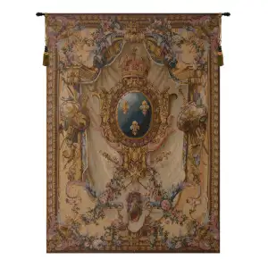 Grandes Armoiries Creme Tapestry Wall Hanging 58 x 44 in Jacquard Woven Heraldic Coat of Arms Wall Art