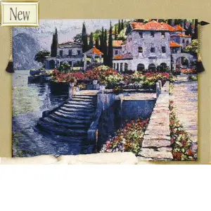 Stairway to Carlotta Fine Art Tapestry Wall Hanging 35x53 Jacquard Woven Mediterranean Stairway Wall Art