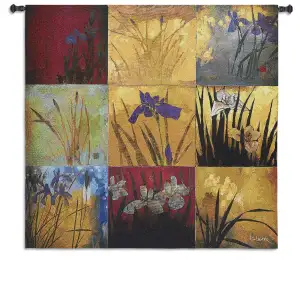 Iris Nine Patch Fine Art Tapestry Wall Hanging 31x31 Jacquard Woven Floral Iris Wall Art