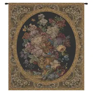 Floral Vase Green Italian Tapestry Wall Hanging 14x11 Inch Cotton Jacquard Woven Wall Tapestry - B - H 14" x W 11"