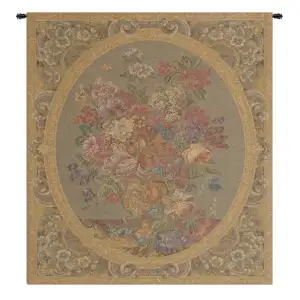Floral Vase Cream Italian Tapestry Wall Hanging 15x12 Inch Cotton Jacquard Woven Wall Tapestry - B - H 15" x W 12"