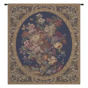 Floral Vase Blue Italian Tapestry Wall Hanging 14x11 Inch Cotton Jacquard Woven Wall Tapestry - B - H 14" x W 11"