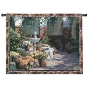 La Fuenta Seca Fine Art Tapestry Wall Hanging 40x53 Jacquard Woven Mediterranean Landscape Wall Art