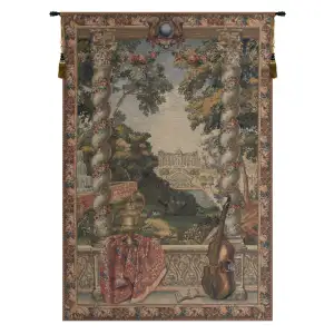 Chateau d'Enghien Landscape Tapestry Wall Hanging 58 x 40 in Jacquard Woven French Castle Landscape Wall Art