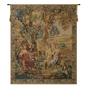 Francois Boucher Country Scene Vintage Tapestry Wall Hanging 66 x 53 in Jacquard Woven French Pastoral Wall Art