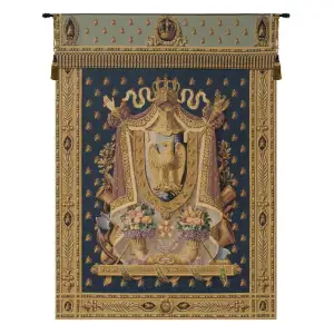 Napolean Dark Blue Tapestry Wall Hanging 44 x 32 in Jacquard Woven French Imperial Napoleon Wall Art