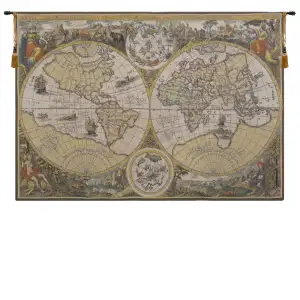 Orbis Terrae Belgian Tapestry Wall Hanging 76x112 Inch Cotton Jacquard Woven Wall Tapestry