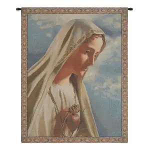 Alberto Passini Lady of Fatima Religious Tapestry Wall Hanging 26 x 21 in Jacquard Woven Christian Sacred Wall Art