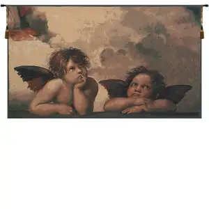 Raphael Angels Belgian Tapestry Wall Hanging 45x27 Inch Cotton Jacquard Woven Wall Tapestry