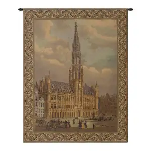 Town Hall Brussels Belgian Tapestry Wall Hanging 40x33 Inch Cotton Jacquard Woven Wall Tapestry