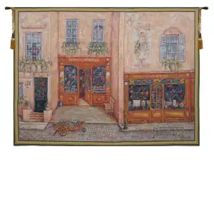 Sagot Terrase Tapestry Wall Hanging 53 x 70 in Jacquard Woven European Terrace Landscape Wall Art