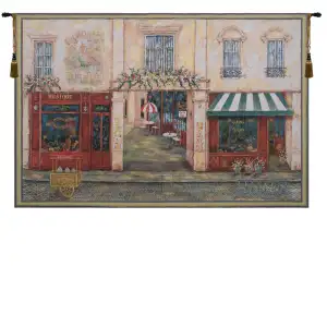 Luchon Terrasse Tapestry Wall Hanging 46 x 70 in Jacquard Woven European Garden Landscape Wall Art