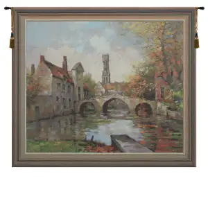 V. Houben Lake of Love Belgian Tapestry Wall Hanging 56x50 Inch Cotton Jacquard Woven Wall Tapestry