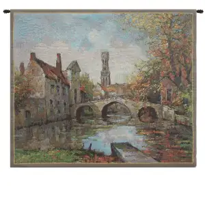 V. Houben Lake of Love Small Belgian Tapestry Wall Hanging 20x17 Inch Cotton Jacquard Woven Wall Tapestry