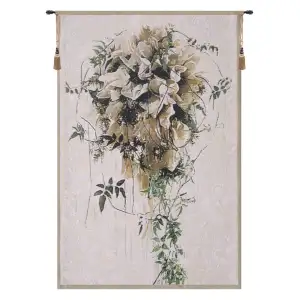 Brides Bouquet Belgian Tapestry Wall Hanging 33x21 Inch Cotton Jacquard Woven Wall Tapestry