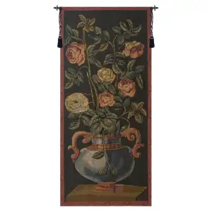 Roses Belgian Tapestry Wall Hanging 68x32 Inch Cotton Jacquard Woven Wall Tapestry