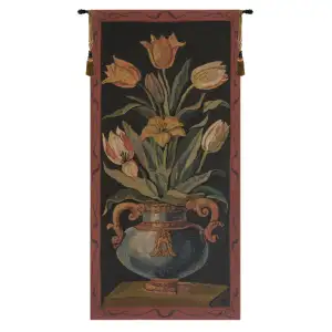 Tulips Belgian Tapestry Wall Hanging 43x21 Inch Cotton Jacquard Woven Wall Tapestry