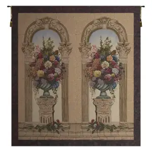 Floral Arch Duo Belgian Tapestry Wall Hanging 66x61 Inch Cotton Jacquard Woven Wall Tapestry