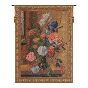 Jan Davidsz de Heem Summer Flowers Belgian Tapestry Wall Hanging 42x30 Inch Cotton Jacquard Woven Wall Tapestry
