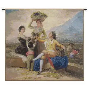 Francisco Goya Vendimia Small Vintage Tapestry Wall Hanging 33 x 36 in Jacquard Woven Spanish Fine Art Wall Decor
