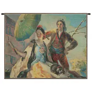 Francisco Goya Quitasol Small Vintage Tapestry Wall Hanging 21 x 26 in Jacquard Woven Spanish Fine Art Wall Decor
