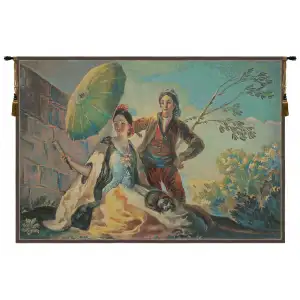 Francisco Goya Quitasol Medium Vintage Tapestry Wall Hanging 26 x 38 in Jacquard Woven Spanish Fine Art Wall Decor