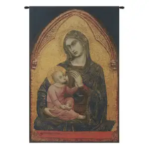 Barnaba Madonna en Or Religious Tapestry Wall Hanging 38 x 23 in Jacquard Woven Christian Madonna Wall Art