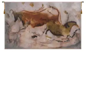 Vache et Cheval Middle Ages Art Tapestry Wall Hanging 35 x 56 in Jacquard Woven Ancient Animal Wall Art