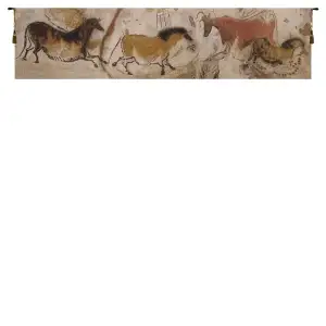 Lascaux Small Middle Ages Art Tapestry Wall Hanging 21 x 90 in Jacquard Woven Prehistoric Cave Art Wall Decor