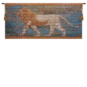 Lion Nebuchadnezzar II Middle Ages Art Tapestry Wall Hanging 38 x 82 in Jacquard Woven Ancient Babylonian Wall Art
