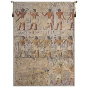 Saqqarah Beige Middle Ages Art Tapestry Wall Hanging 82 x 54 in Jacquard Woven Ancient Egyptian Wall Art