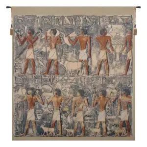 Saqqarah Blue Middle Ages Art Tapestry Wall Hanging 59 x 55 in Jacquard Woven Ancient Egyptian Wall Art