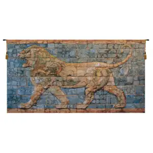 Frieze of Lion Tapestry Wall Hanging 45 x 82 in Jacquard Woven Ancient Lion Wall Art