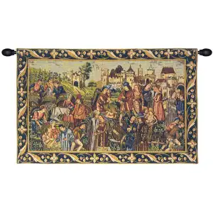 Medieval Winemarket Tapestry Wall Hanging 25 x 38 in
