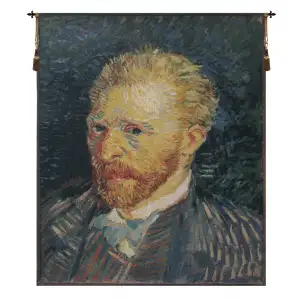 Vincent Van Gogh Portrait Vintage Tapestry Wall Hanging 48 x 39 in Jacquard Woven Post Impressionist Wall Art
