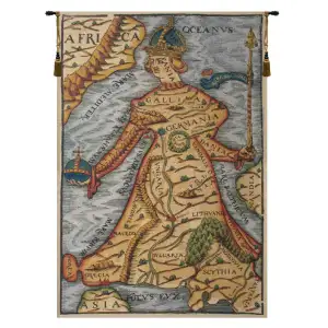 Ptolemaeus Map Belgian Tapestry Wall Hanging 56x38 Inch Cotton Jacquard Woven Wall Tapestry
