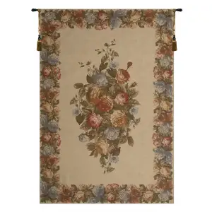Floral Motif Belgian Tapestry Wall Hanging 76x53 Jacquard Woven Botanical Floral Wall Art