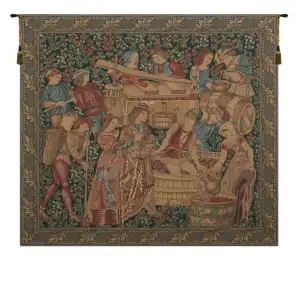 Medieval Vendange Decorative Tapestry Wall Hanging 62 x 72 in Jacquard Woven Grape Harvest Wall Art