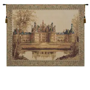 Chambord Castle European Tapestry Wall Hanging 21x17 Inch Cotton Jacquard Woven Wall Tapestry