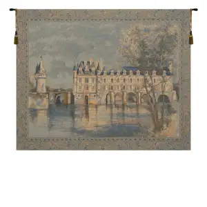 Chenonceau Castle European Tapestry Wall Hanging 44x37 Inch Cotton Jacquard Woven Wall Tapestry