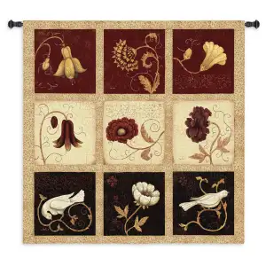 Fresco Collage Wall Tapestry 53x53 Jacquard Woven European Decorative Wall Art