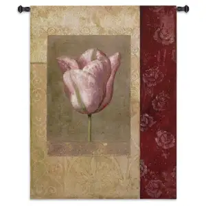 Tulip Rosee Wall Tapestry 53x42 Jacquard Woven Floral Tulip Wall Art