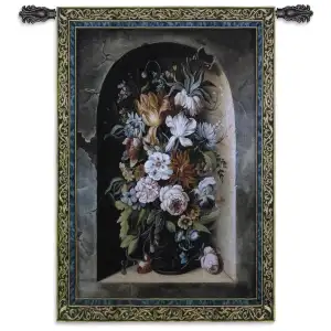 Flowers of Harmony Wall Tapestry 52x37 Jacquard Woven Floral Botanical Wall Art