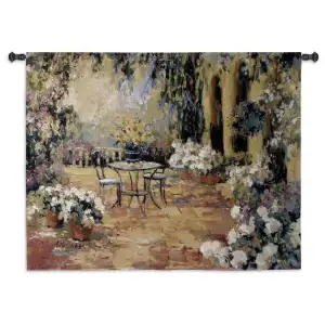 Floral Courtyard Wall Tapestry 40x53 Jacquard Woven Garden Floral Wall Art