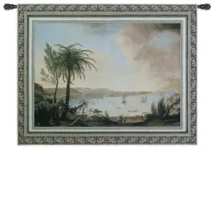 View of Naples Wall Tapestry 42x53 Jacquard Woven Italian Coastal Landscape Wall Art