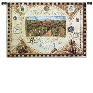 Hilltop Winery Wall Tapestry 36x53 Jacquard Woven Vineyard Wine Country Wall Art
