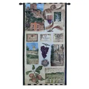 Wine Country Wall Tapestry 50x25 Jacquard Woven Vineyard Landscape Wall Art